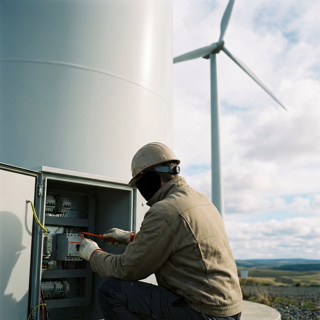 Technicien de maintenance sur panneau solaire