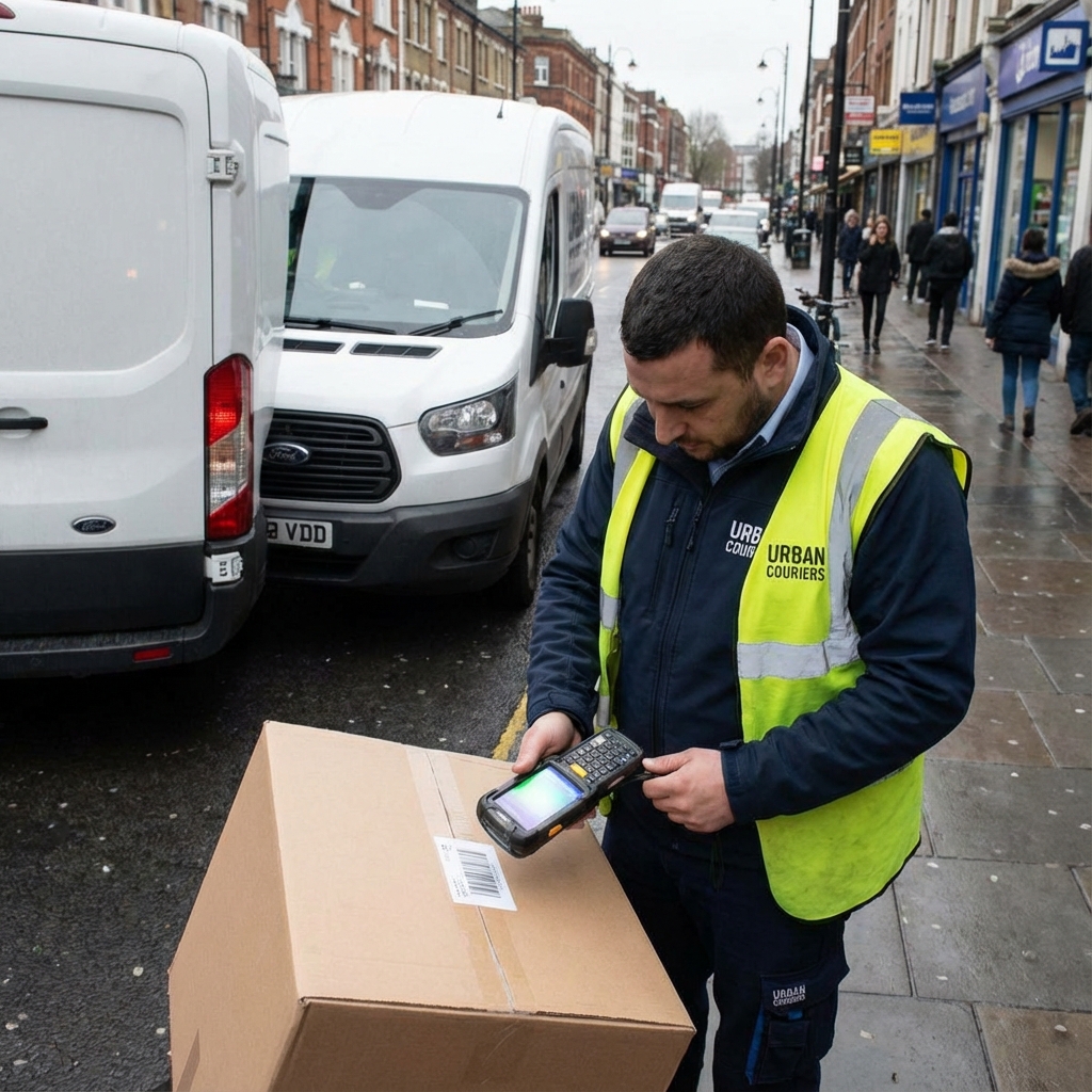 Delivery driver scanning package
