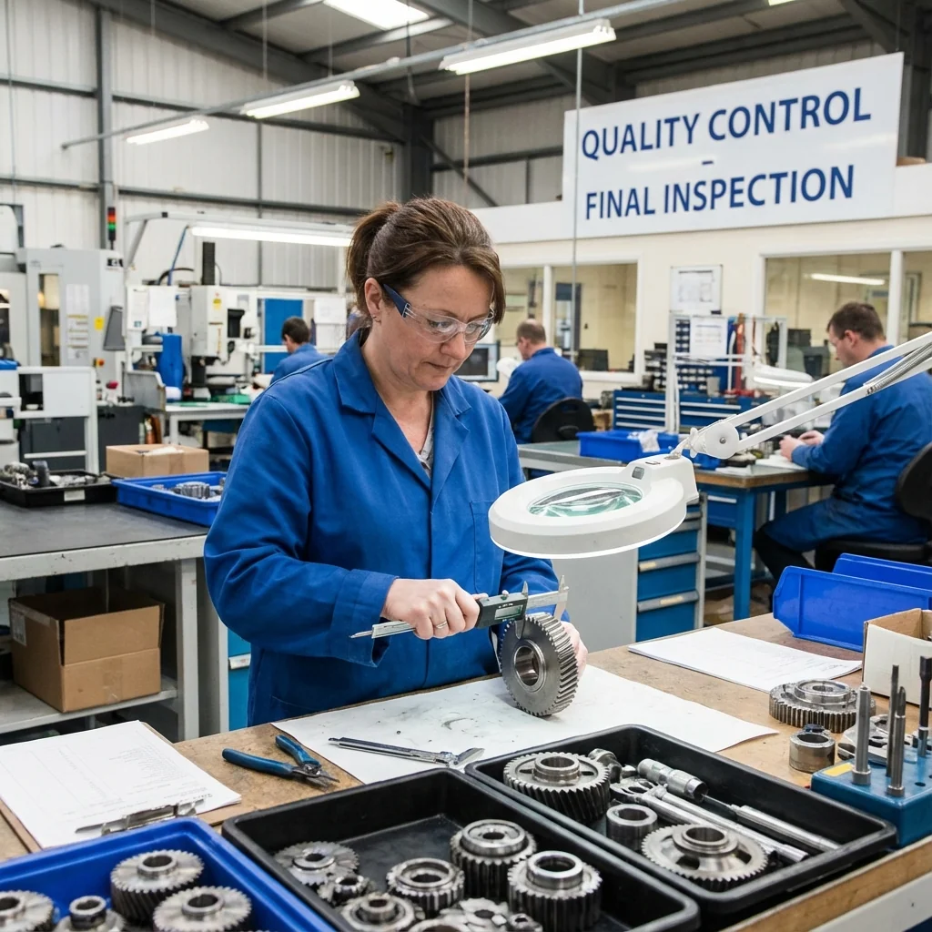 Responsable qualité vérifiant des pièces