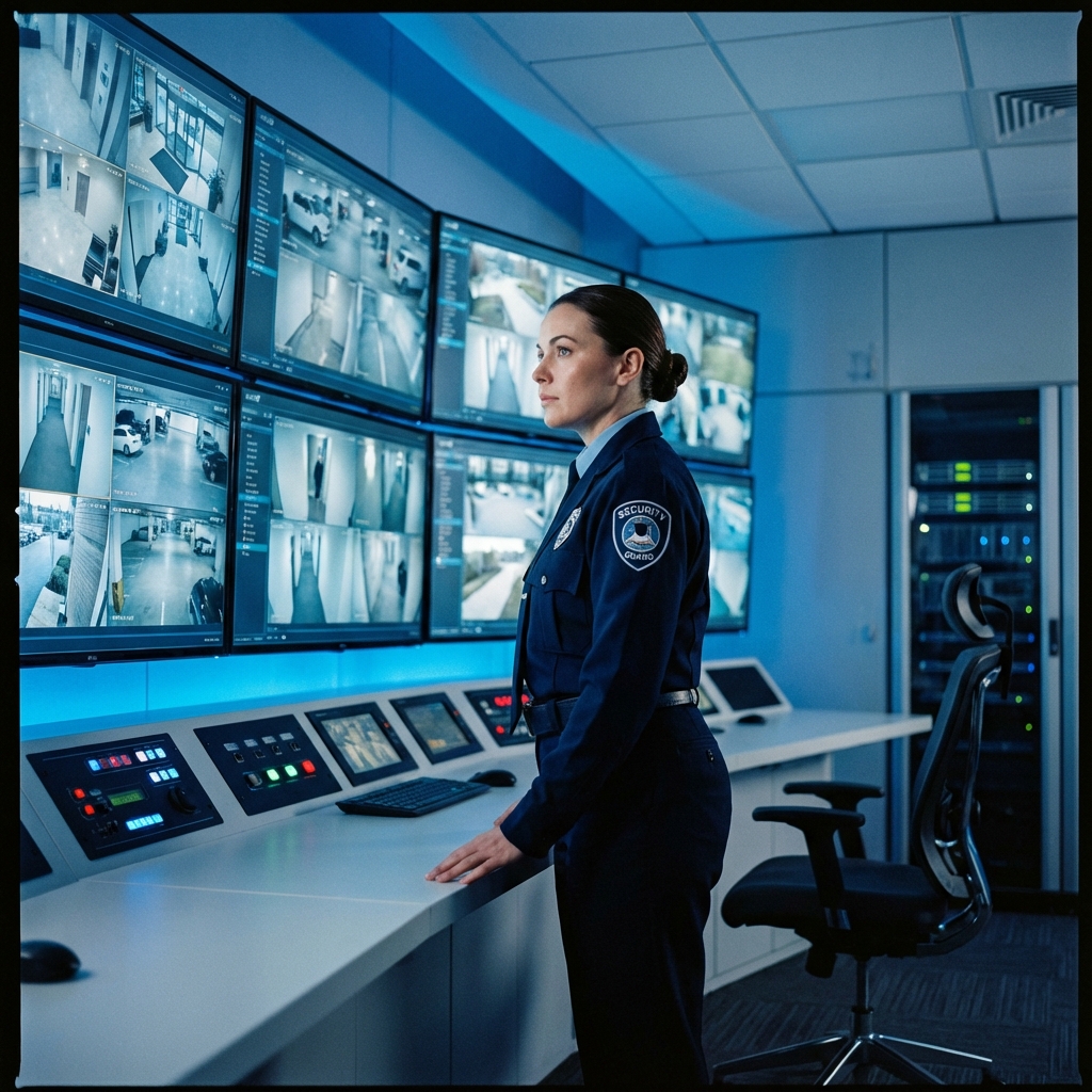 Security guard in control room